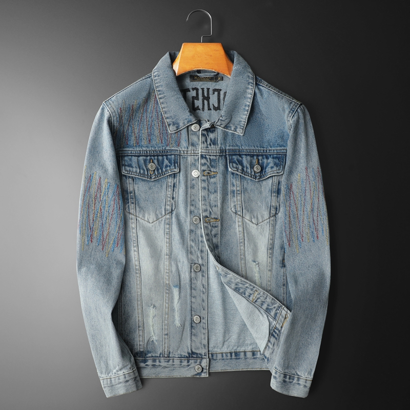 Streetwear High End Brand - Marca vintage lavado denim jaqueta masculina