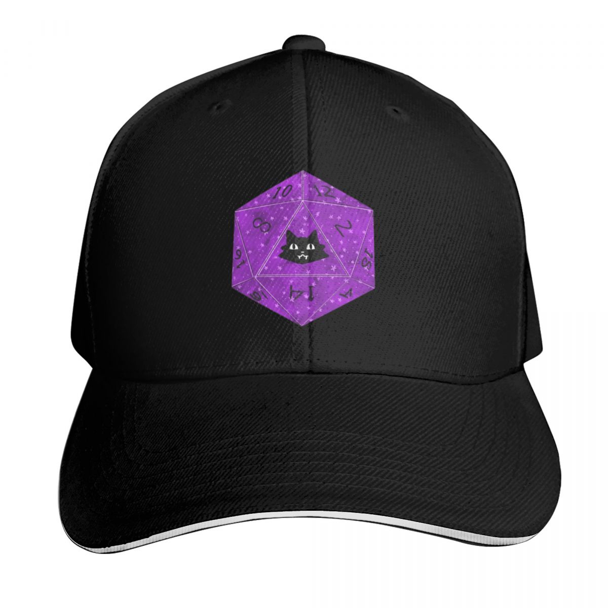 Streetwear Brand Cat - Boné de beisebol D20 preto com